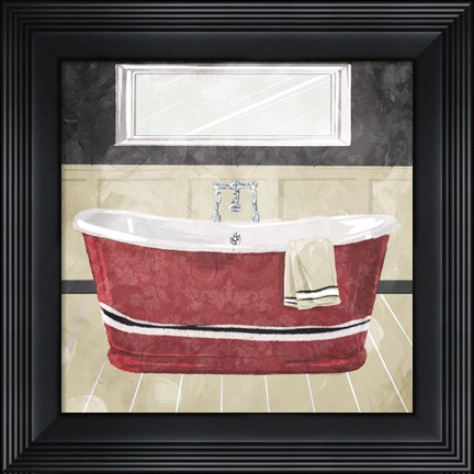 Framed Bathroom Florals Crimson Print