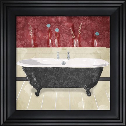 Framed Bathroom Florals Crimson 2 Print