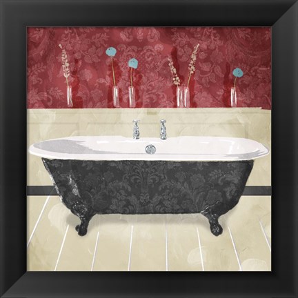 Framed Bathroom Florals Crimson 2 Print