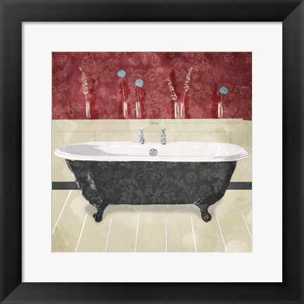 Framed Bathroom Florals Crimson 2 Print