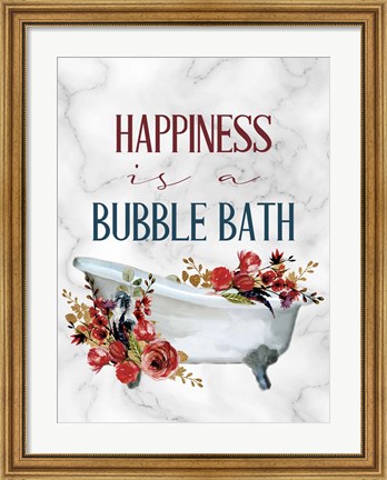 Framed Happiness is a Bubble Bath Tub Print