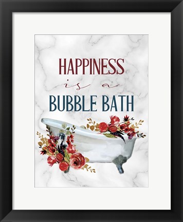 Framed Happiness is a Bubble Bath Tub Print