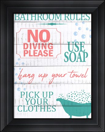 Framed Bath Rules 1 Print