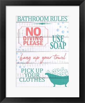 Framed Bath Rules 1 Print