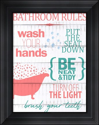 Framed Bath Rules 2 Print
