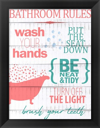 Framed Bath Rules 2 Print