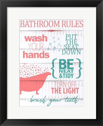 Framed Bath Rules 2 Print