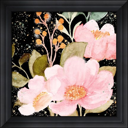 Framed On Black Floral Print