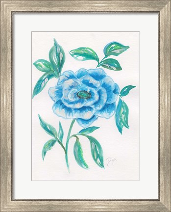 Framed Floral Blue 1 Print