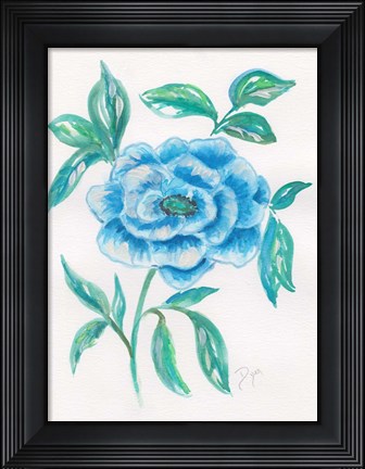 Framed Floral Blue 1 Print