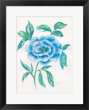 Framed Floral Blue 1 Print