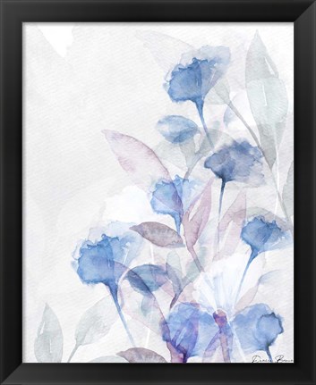 Framed Modern Poppies 2 Blue Print