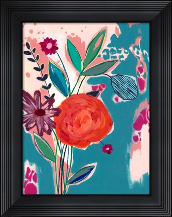 Framed Torn Wallpaper Floral Print