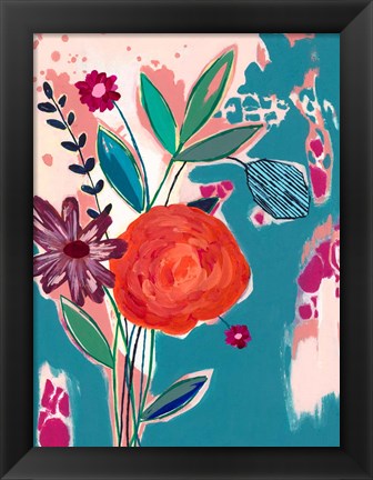 Framed Torn Wallpaper Floral Print