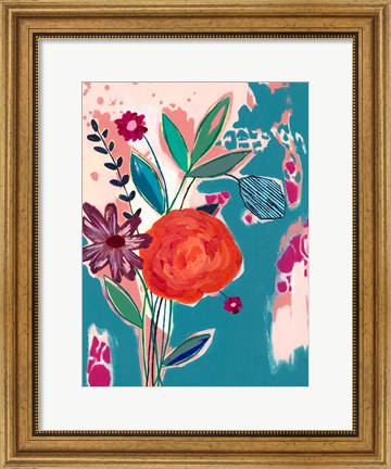 Framed Torn Wallpaper Floral Print
