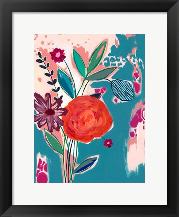 Framed Torn Wallpaper Floral Print