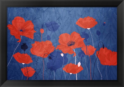 Framed Classic Blue Poppies Print