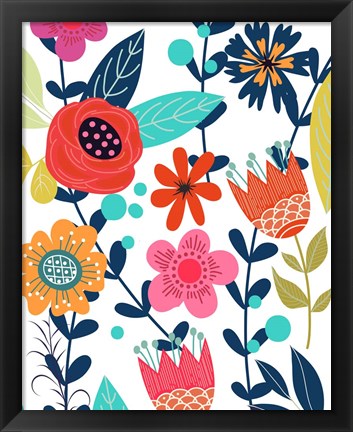 Framed Colorful Floral 1 Print