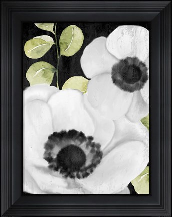 Framed Anemone On Black 1 Print
