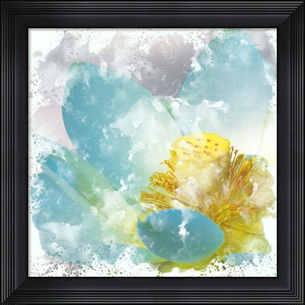 Framed Teal Lotus 2 Print