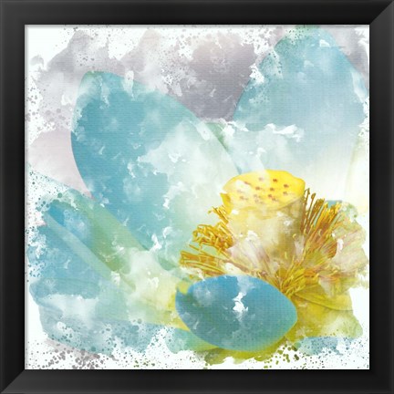 Framed Teal Lotus 2 Print