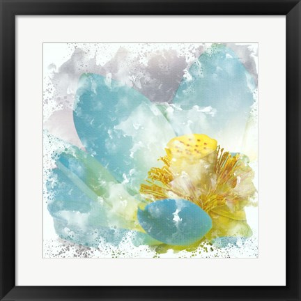 Framed Teal Lotus 2 Print