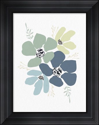 Framed Blue Hues Floral Print
