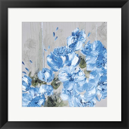 Framed Blue Cascading Delight 1 Print