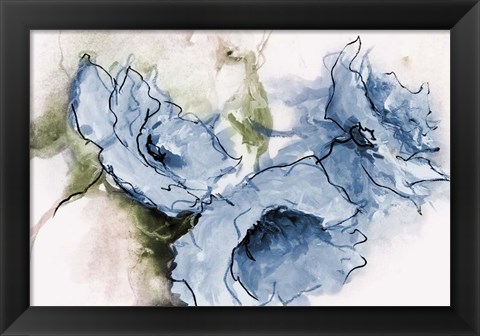 Framed Animated Blue Flora Print