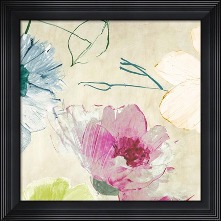 Framed Colorful Floral Composition I (detail) Print
