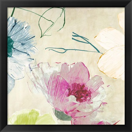 Framed Colorful Floral Composition I (detail) Print