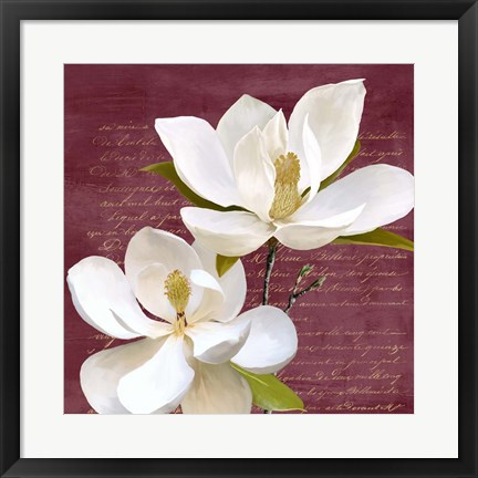Framed Burgundy Magnolia II Print