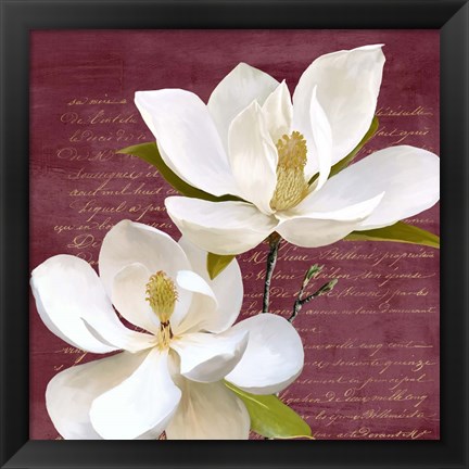 Framed Burgundy Magnolia II Print