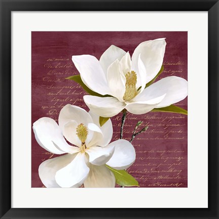 Framed Burgundy Magnolia II Print