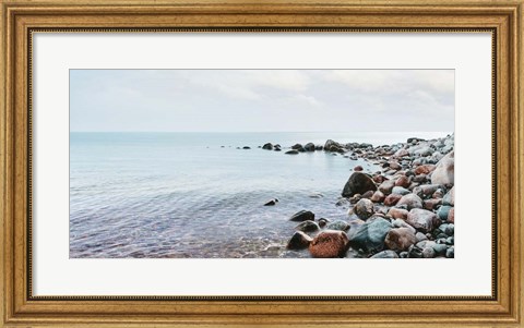 Framed Pebbles on the Beach Print