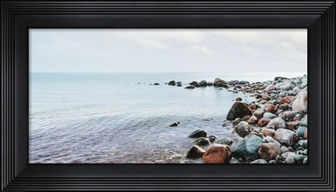 Framed Pebbles on the Beach Print