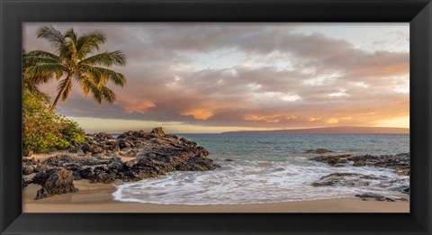 Framed Sunset on a Tropical Beach Print