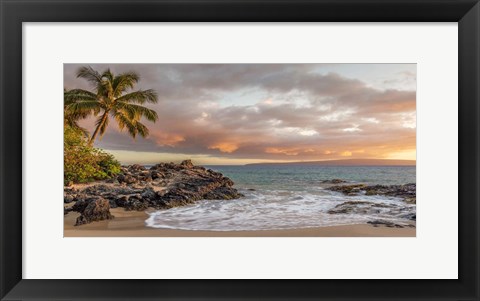 Framed Sunset on a Tropical Beach Print