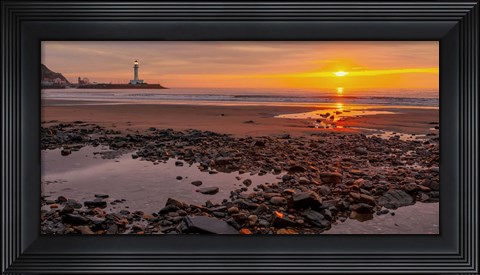 Framed Sunset on the Coast of Yorkshire, UK Print