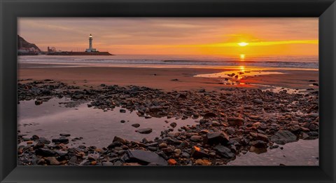 Framed Sunset on the Coast of Yorkshire, UK Print