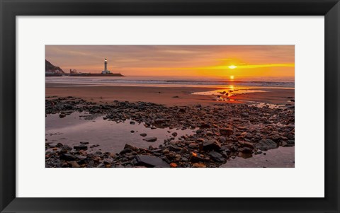 Framed Sunset on the Coast of Yorkshire, UK Print