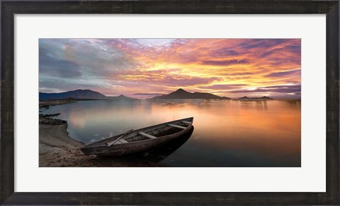 Framed Sunset on a Lake, Scotland Print