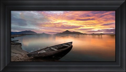 Framed Sunset on a Lake, Scotland Print