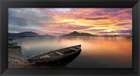 Framed Sunset on a Lake, Scotland Print