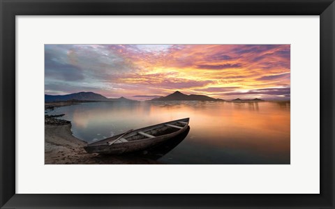 Framed Sunset on a Lake, Scotland Print