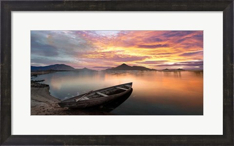 Framed Sunset on a Lake, Scotland Print