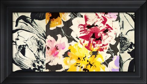 Framed Neon Flowers II Print