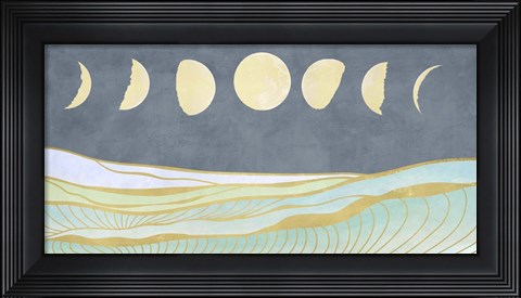 Framed Moon and Tidal Waves Print