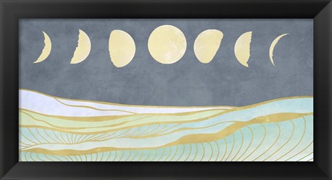 Framed Moon and Tidal Waves Print