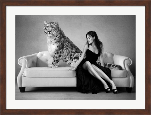 Framed Snow Leopard and Lady, Paris Print